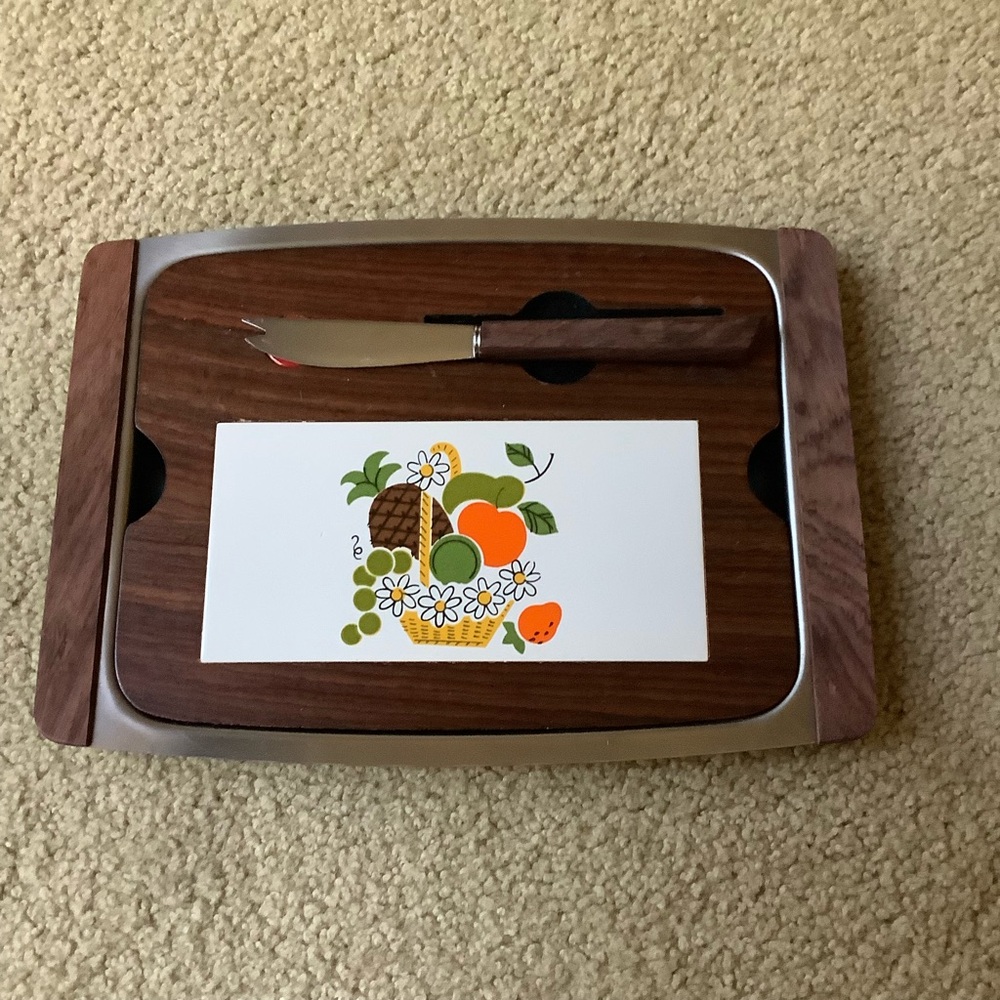Vintage Cheese Board & Tray - Made in Japan